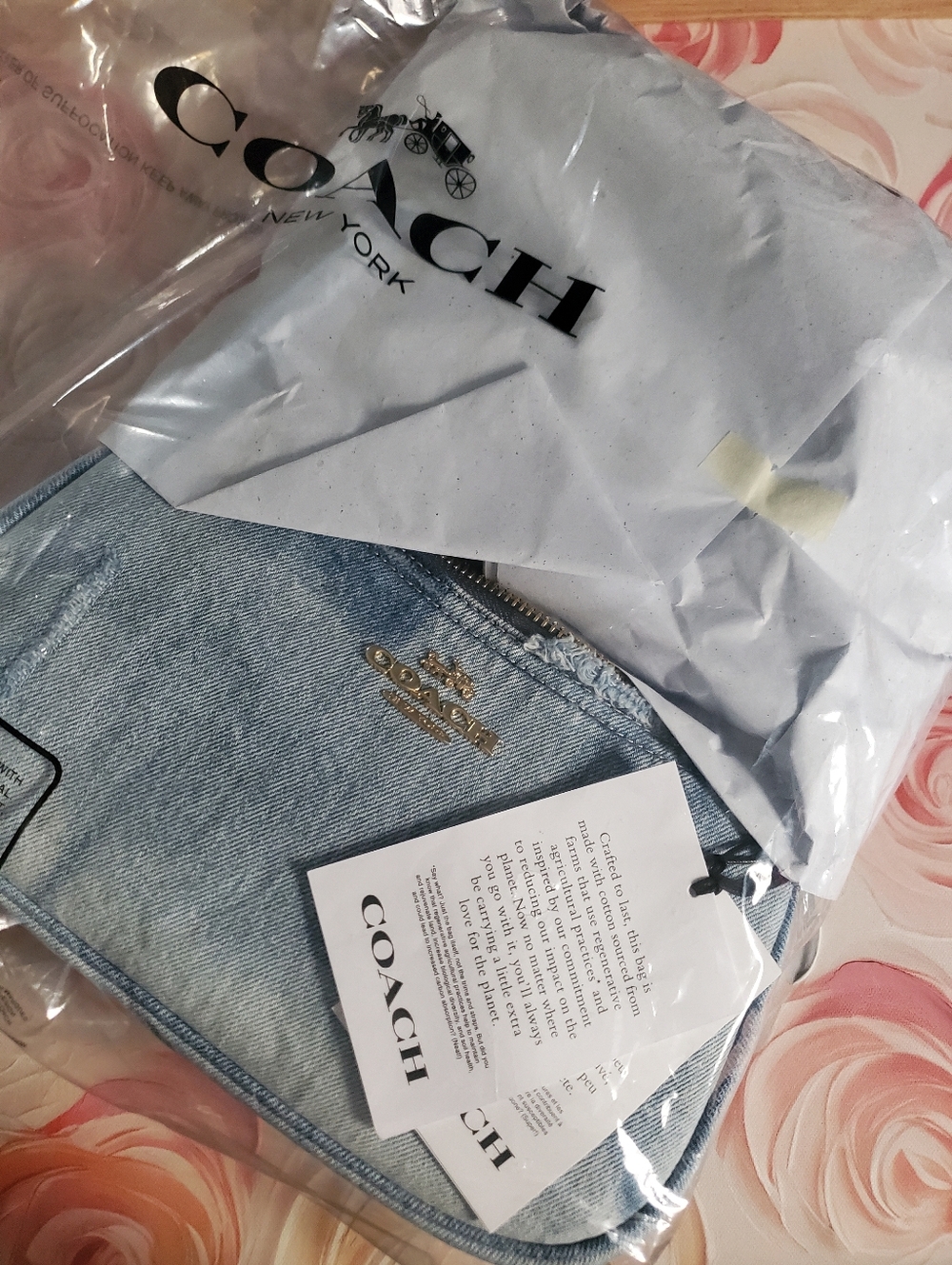 Coach Loved Denim Shoulder Bag with Decorative Charms - NEW - Picture 10 of 13